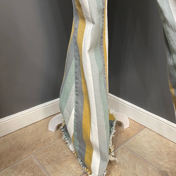 Womens Striped Bell Bottom Jeans M Flare Stretch Hippie Boho Festival Grunge - Picture 7 of 16